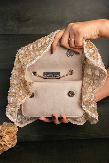 Shop Nayaab By Sonia Gold Drape Diva Kasse Bag Shop_Nayaab By Sonia_Gold Drape Diva Kasse Bag
