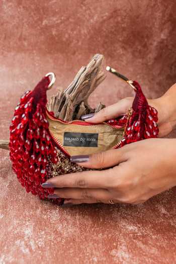 Nayaab By Sonia Maroon Pristine Sailor Lattice Garnet Gleam Bag Online at Aza Fashions Nayaab By Sonia_Maroon Pristine Sailor Lattice Garnet Gleam Bag _Online_at_Aza_Fashions