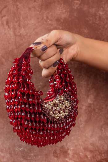 Buy Nayaab By Sonia Maroon Pristine Sailor Lattice Garnet Gleam Bag Online at Aza Fashions Buy_Nayaab By Sonia_Maroon Pristine Sailor Lattice Garnet Gleam Bag _Online_at_Aza_Fashions