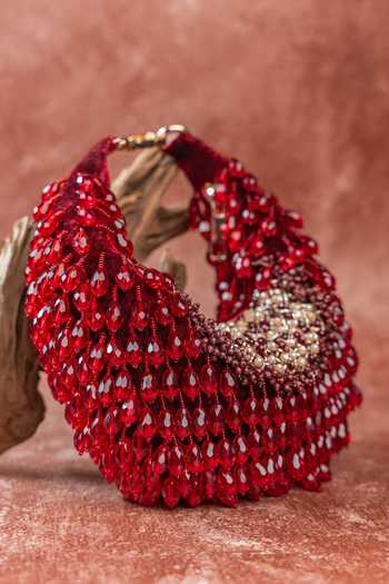 Shop Nayaab By Sonia Maroon Pristine Sailor Lattice Garnet Gleam Bag Online at Aza Fashions Shop_Nayaab By Sonia_Maroon Pristine Sailor Lattice Garnet Gleam Bag _Online_at_Aza_Fashions