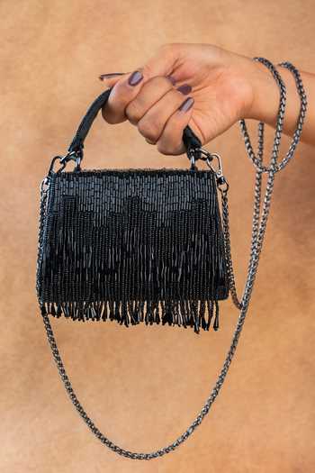 Nayaab By Sonia Kasse Tassel Black Bag