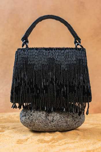 Nayaab By Sonia Kasse Tassel Black Bag