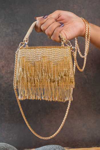 Nayaab By Sonia Salli En vie Mini Kasse Tassel Gold Bag