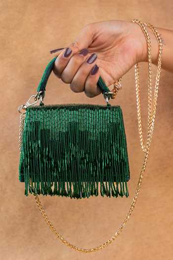 Nayaab By Sonia Salli En vie Mini Kasse Tassel Green Bag