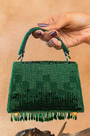 Nayaab By Sonia Salli En vie Mini Kasse Tassel Green Bag