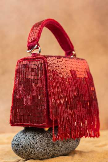 Nayaab By Sonia Red Salli En Vie Mini Kasse Bag at Aza Fashions Nayaab By Sonia_Red Salli En Vie Mini Kasse Bag _at_Aza_Fashions