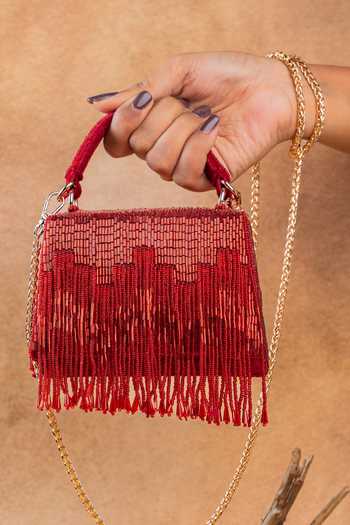 Nayaab By Sonia Salli En Vie Mini Kasse Tassel Red Bag