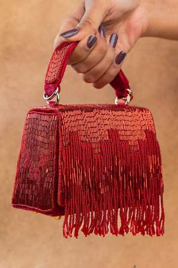 Shop Nayaab By Sonia Red Salli En Vie Mini Kasse Bag Shop_Nayaab By Sonia_Red Salli En Vie Mini Kasse Bag