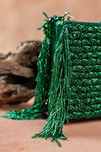 Buy Nayaab By Sonia Green Weave Fringe Kasse Emerald Bag Online at Aza Fashions Buy_Nayaab By Sonia_Green Weave Fringe Kasse Emerald Bag _Online_at_Aza_Fashions