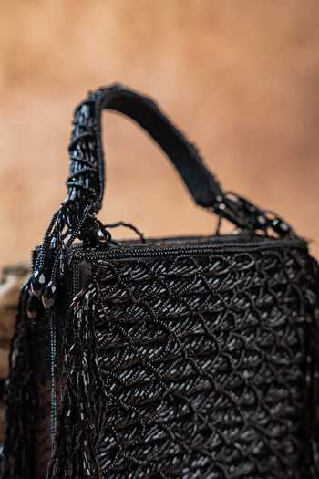 Buy Nayaab By Sonia Black Weave Fringe Kasse Noir Bag Online at Aza Fashions Buy_Nayaab By Sonia_Black Weave Fringe Kasse Noir Bag _Online_at_Aza_Fashions