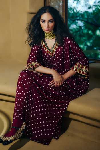 5elements Daksha Bandhani Pattern Kaftan 