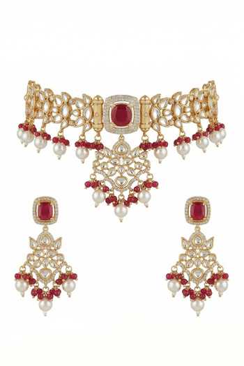 Tussya Stone Work Necklace & Earrings Set 