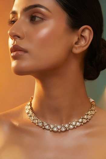 Buy_Tussya_Gold Plated Kundan And Stone Work Necklace Set _Online_at_Aza_Fashions