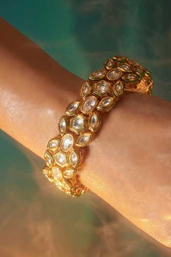 Buy Tussya Gold Plated Studded Bangles - Set Of 2 at Aza Fashions Buy_Tussya_Gold Plated Studded Bangles - Set Of 2 _at_Aza_Fashions