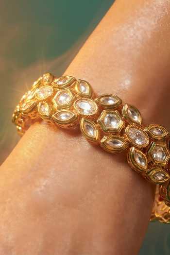Tussya Gold Plated Studded Bangles - Set Of 2 Online at Aza Fashions Tussya_Gold Plated Studded Bangles - Set Of 2 _Online_at_Aza_Fashions