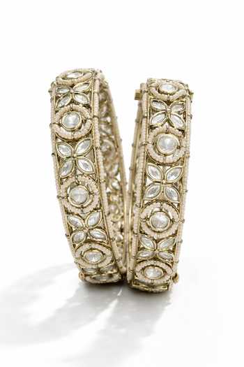 Tussya Kundan Carved Bangles - Set of 2  