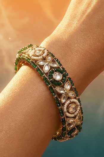 Buy_Tussya_Gold Plated Kundan Floret Bangles - Set Of 2  _Online_at_Aza_Fashions