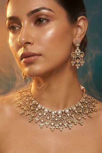 Tussya Layered Kundan Necklace & Earrings Set 