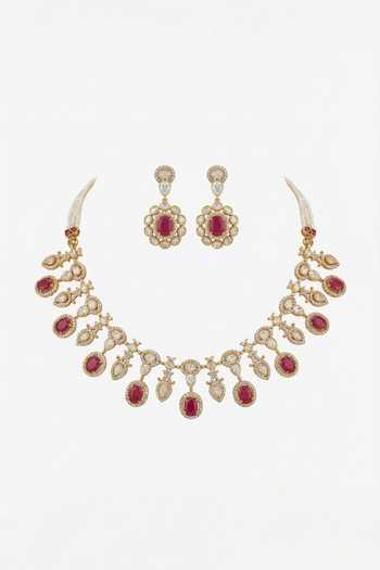 Tussya Contrast Stone Drop Necklace & Earrings Set 