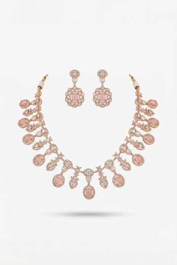 Tussya Stone Studded Necklace & Earrings Set 