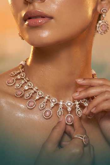 Tussya Stone Studded Necklace & Earrings Set 