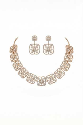 Tussya Floral Carved Necklace & Earrings Set 