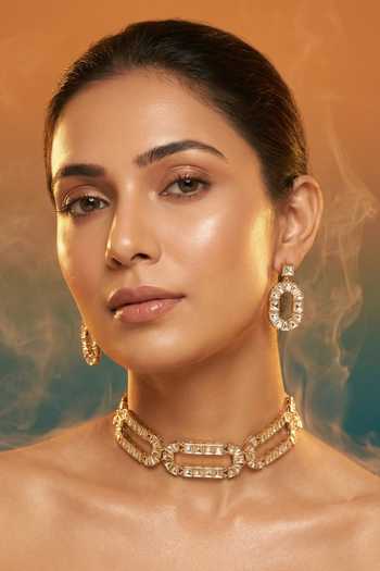 Tussya Crystal Link Necklace & Earrings Set 