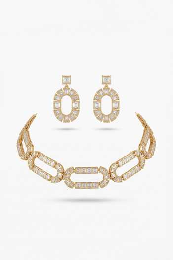Tussya Crystal Link Necklace & Earrings Set 