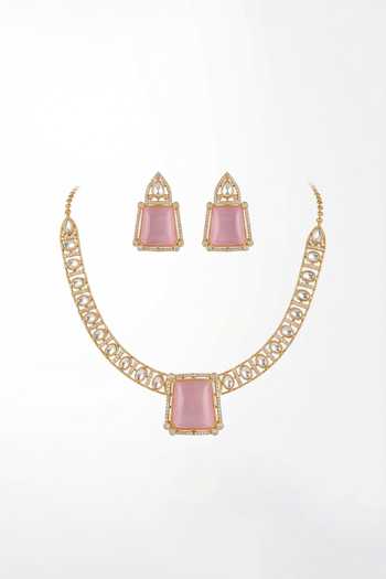 Tussya Stone Drop Necklace & Earrings Set 