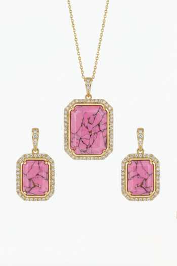 Tussya Stone Drop Necklace & Earring Set 
