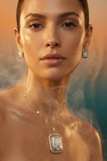 Tussya Marble Pendant Necklace & Earrings Set 