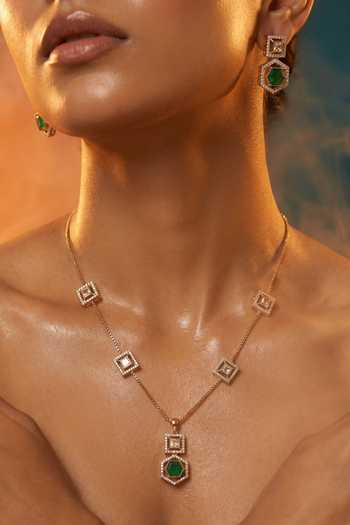Tussya Kundan Pendant Necklace & Earrings Set 