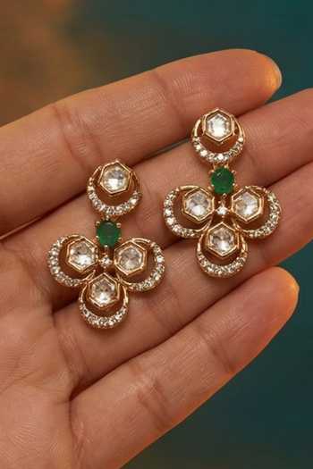 Tussya Gold Plated Floret Pendant Necklace And Earrings Set Online at Aza Fashions Tussya_Gold Plated Floret Pendant Necklace And Earrings Set _Online_at_Aza_Fashions