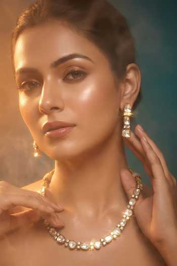Tussya Stone Embellished Necklace & Earring Set 