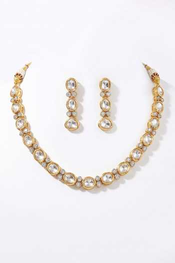 Tussya Stone Embellished Necklace & Earring Set 