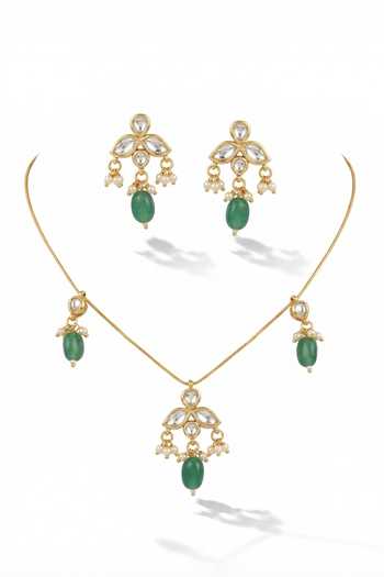 Tussya Floral Carved Necklace & Earrings Set 