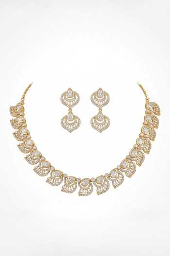 Tussya Tear Drop Carved Necklace Set 