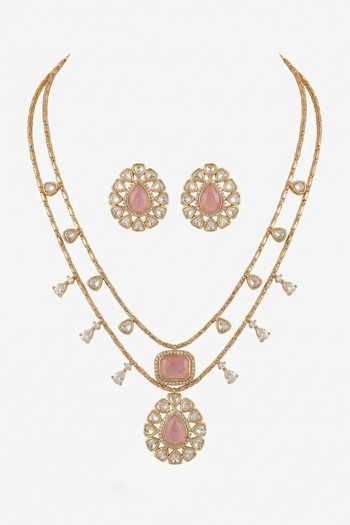 Tussya Layered Floral Carved Necklace & Earrings Set 