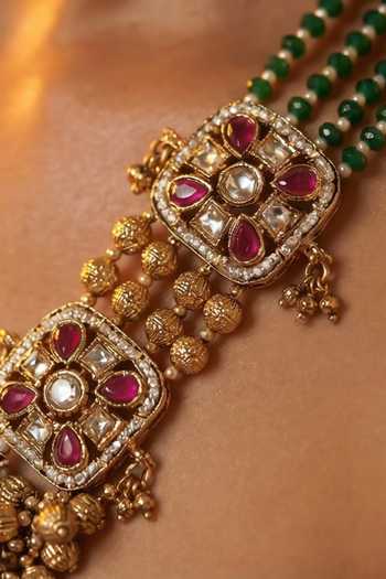 Buy Tussya Gold Plated Multi Strand Beaded Necklace And Earrings Set Online at Aza Fashions Buy_Tussya_Gold Plated Multi Strand Beaded Necklace And Earrings Set _Online_at_Aza_Fashions