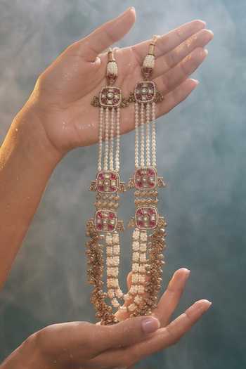 Buy Tussya Gold Plated Kundan Embellished Necklace And Earrings Set Online at Aza Fashions Buy_Tussya_Gold Plated Kundan Embellished Necklace And Earrings Set _Online_at_Aza_Fashions