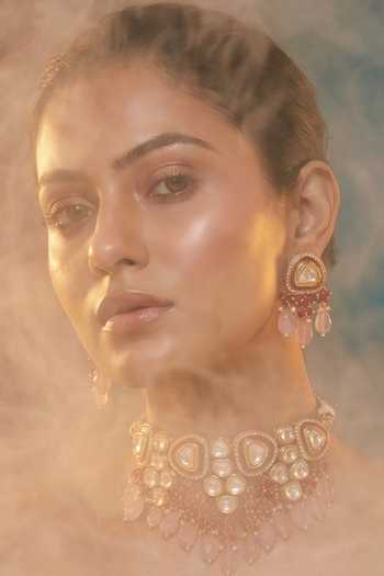 Buy Tussya Gold Plated Contrast Stone Drop Necklace And Earrings Set Online at Aza Fashions Buy_Tussya_Gold Plated Contrast Stone Drop Necklace And Earrings Set _Online_at_Aza_Fashions
