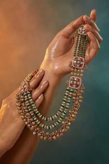 Tussya Multi Strand Beaded Necklace & Earrings Set 