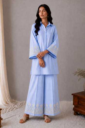 Wazir C Sehar Aari Embroidered Top & Pant Set 