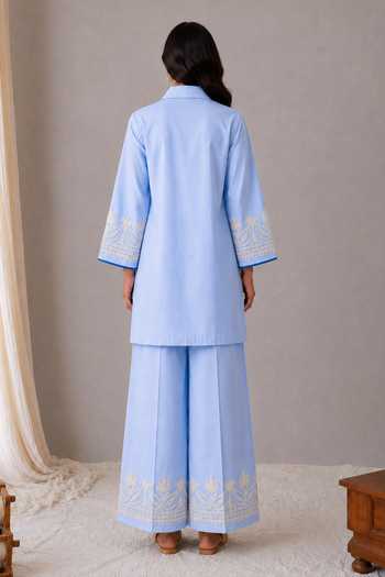 Wazir C Sehar Aari Embroidered Top & Pant Set 