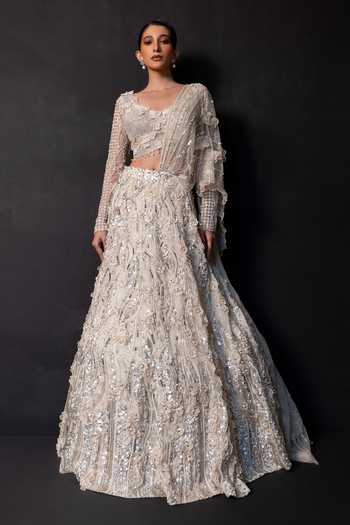 Buy Smriti By Anju Agarwal Ivory Tulle, Net Scoop Neck Noor Eclat Embellished Lehenga And Blouse Set Online at Aza Fashions Buy_Smriti By Anju Agarwal_Ivory Tulle, Net Scoop Neck Noor Eclat Embellished Lehenga And Blouse Set _Online_at_Aza_Fashions