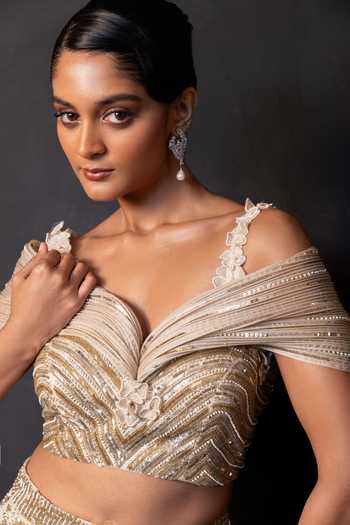 Smriti By Anju Agarwal Gold Organza, Satin Metallic Arc Sequin Embroidered Lehenga With Blouse Online at Aza Fashions Smriti By Anju Agarwal_Gold Organza, Satin Metallic Arc Sequin Embroidered Lehenga With Blouse _Online_at_Aza_Fashions