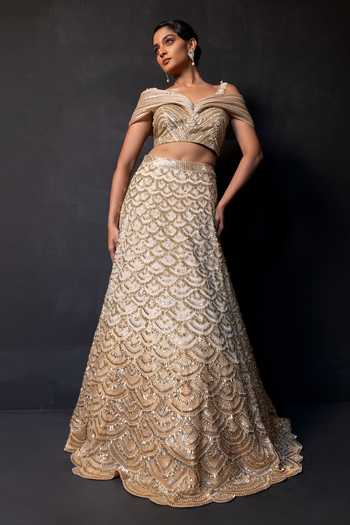 Smriti By Anju Agarwal Metallic Arc Sequin Embroidered Lehenga With Blouse
