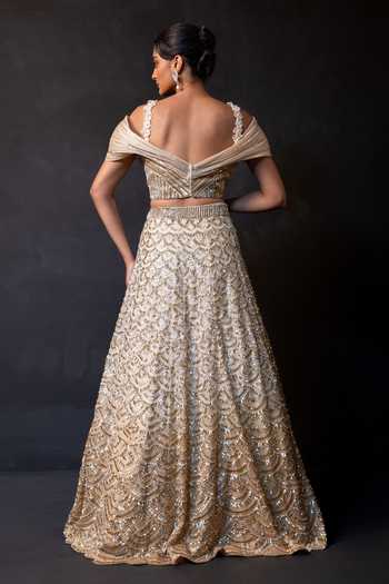 Smriti By Anju Agarwal Metallic Arc Sequin Embroidered Lehenga With Blouse