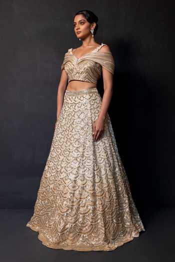 Shop Smriti By Anju Agarwal Gold Organza, Satin Metallic Arc Sequin Embroidered Lehenga With Blouse Online at Aza Fashions Shop_Smriti By Anju Agarwal_Gold Organza, Satin Metallic Arc Sequin Embroidered Lehenga With Blouse _Online_at_Aza_Fashions