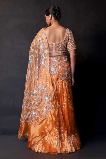 Smriti By Anju Agarwal Glowing Zest Drape Attached Lehenga With Blouse 